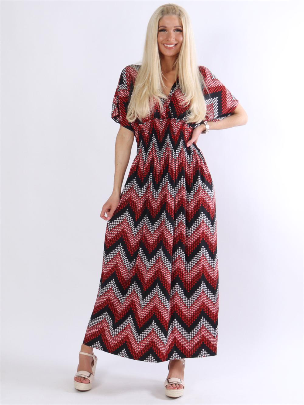 Catherina - Lang mønstret elastisk kjole